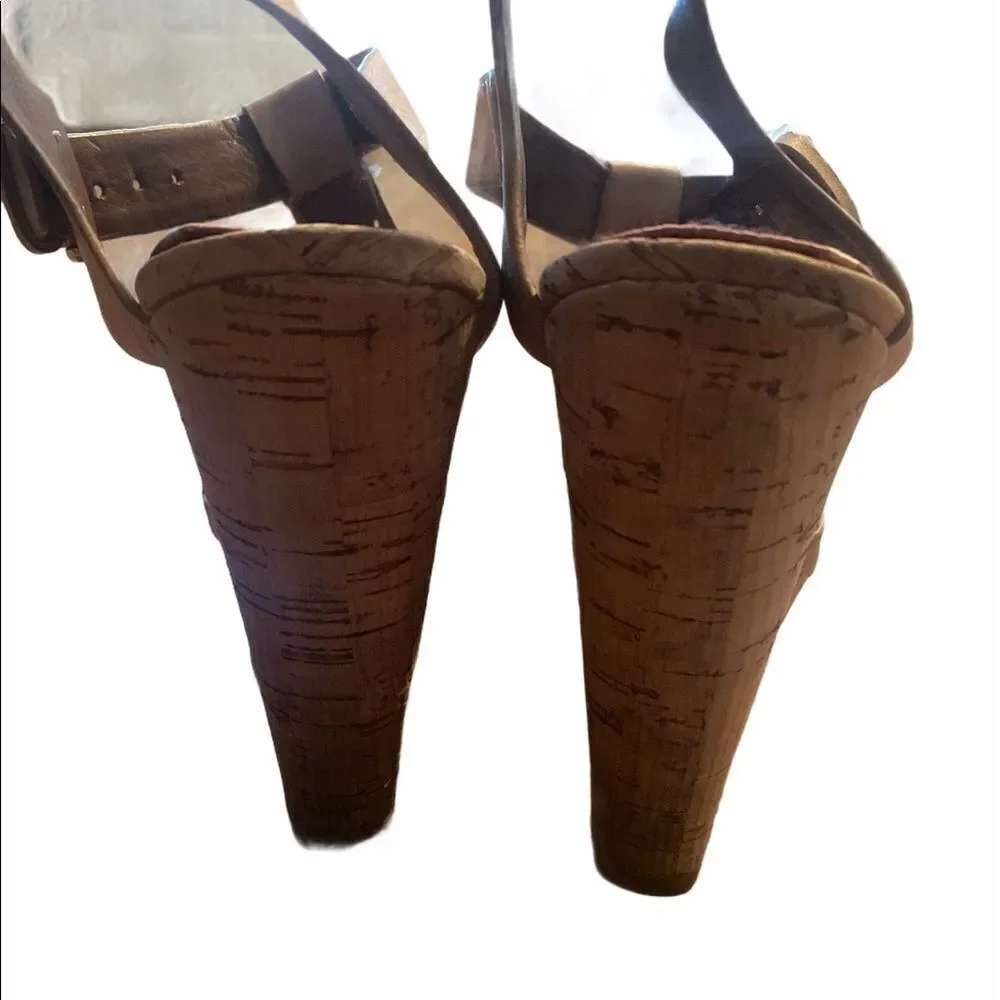Sam Edelman Tan Leather wedged Heels Size 8.5M